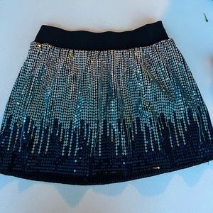 Free People blue and silver ombré sequin mini skirt size small festival ** rave